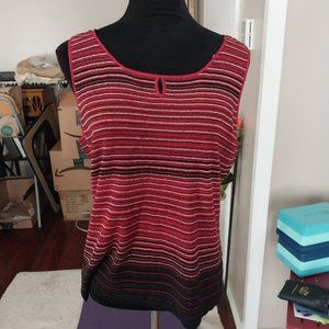 Red & Black Alfani Sleeveless Silk Glitter Top | Size XL